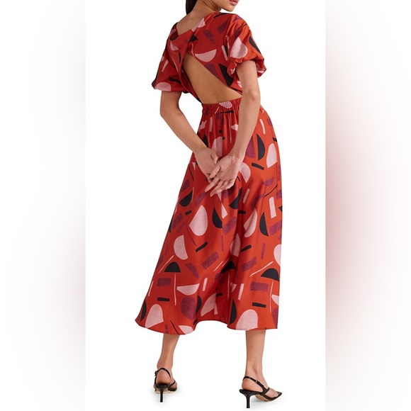 Staple the Label Murano Twist-Back Geo-Print Midi Dress - Picture 3 of 6